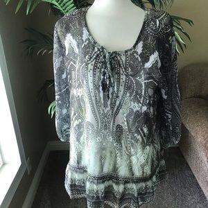 Macys Style & Co semi sheer top with stretch tank